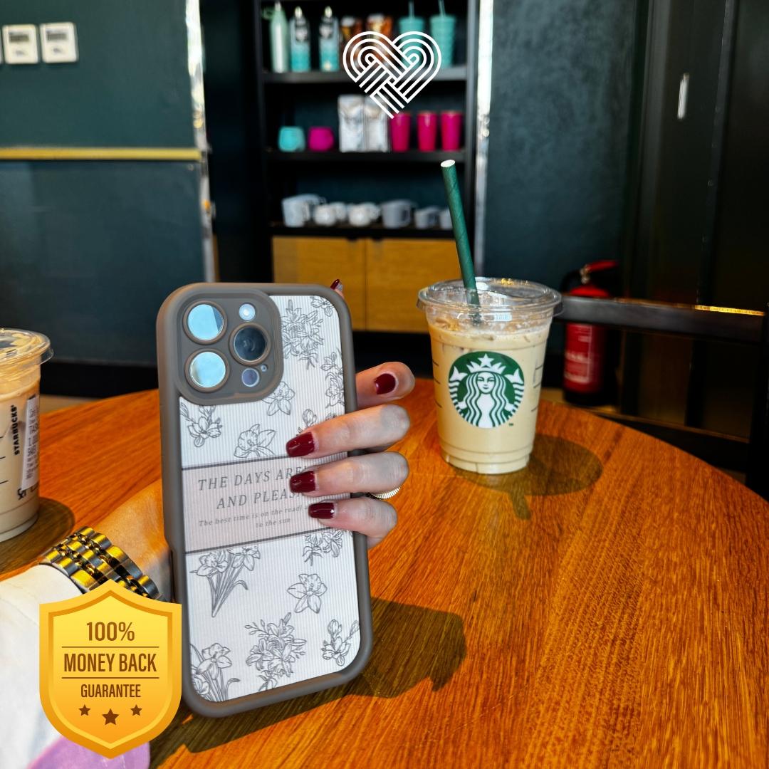 Floral Beige Engraved Phone Case