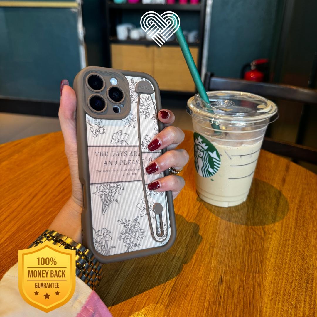 Floral Beige Engraved Phone Case