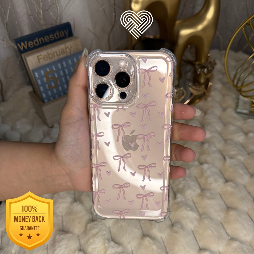 Pink Bows & Hearts Clear Case